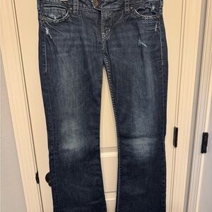 Silver Jeans Women's Dark Blue Low Rise Boot Cut Jeans